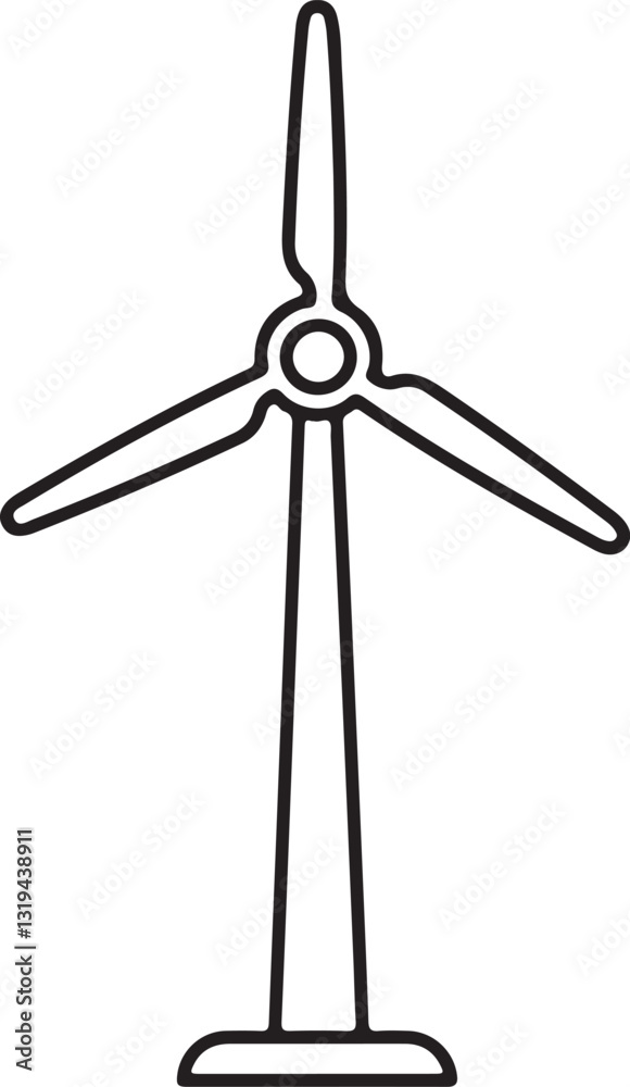 Clean Black Vector of Wind Turbine with Three Blades, Symbolizing Wind Energy Clean Black Vector of Wind Turbine with Three Blades, Symbolizing Wind Energy