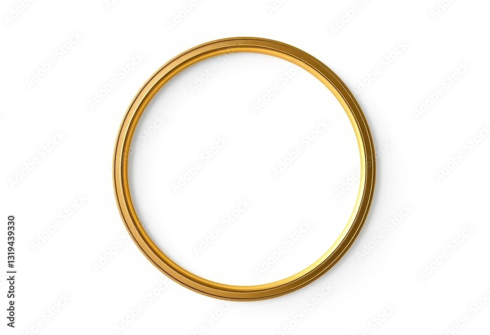 Elegant golden circle frame with soft, subtle shadow on a white background, photography, vintage Elegant golden circle frame with soft, subtle shadow on a white background, photography, vintage