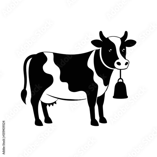 Cow with bell sketch farm animal vector illustration
