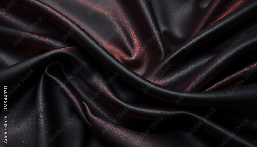 Fototapeta premium Dark Satin Elegance – Black and Red Fabric Folds