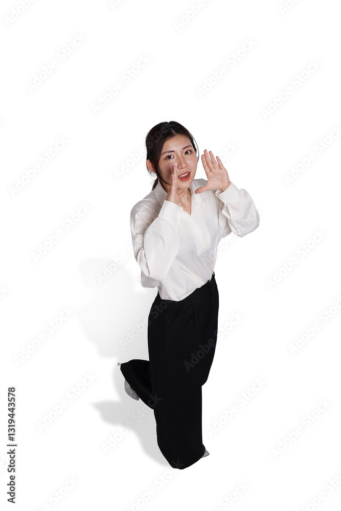 Asian businesswoman portrait, isolated on blue background Asian businesswoman portrait, isolated on blue background