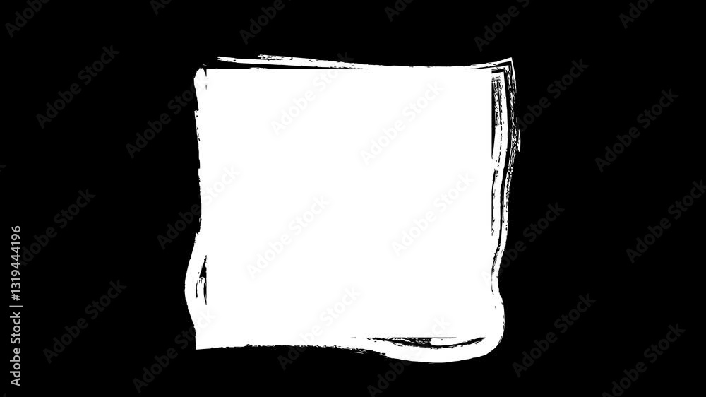A grungy square frame on a black background, intro seamless loop