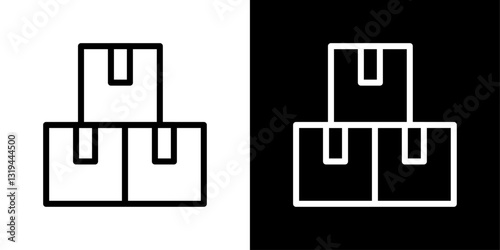 Boxes icons in black and white colors