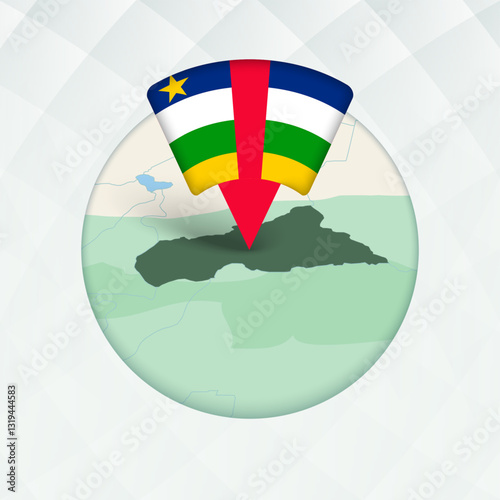 Central African Republic Map Highlighted with Flag Marker.
