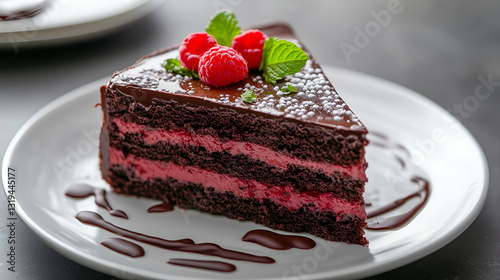 Obraz na płótnie Chocolate raspberry cake w salonie