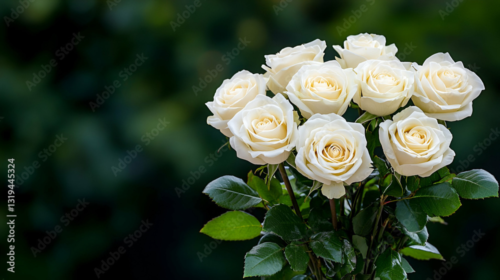 Elegant and Fresh Bunch of White Roses Against a Soft Green Background Capturing the Essence of Pure Beauty and Nature's Delicate Charm Elegant and Fresh Bunch of White Roses Against a Soft Green Background Capturing the Essence of Pure Beauty and Nature's Delicate Charm