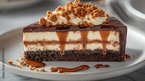 Obraz na płótnie Caramel chocolate cheesecake w salonie