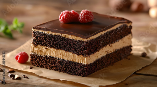 Obraz na płótnie Chocolate mousse cake w salonie
