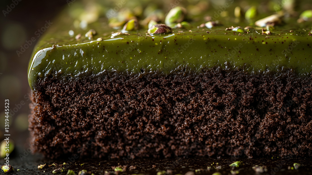 Chocolate cake with green glaze