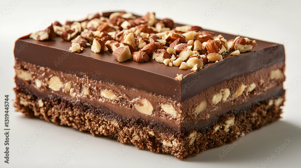 Chocolate nut cake slice