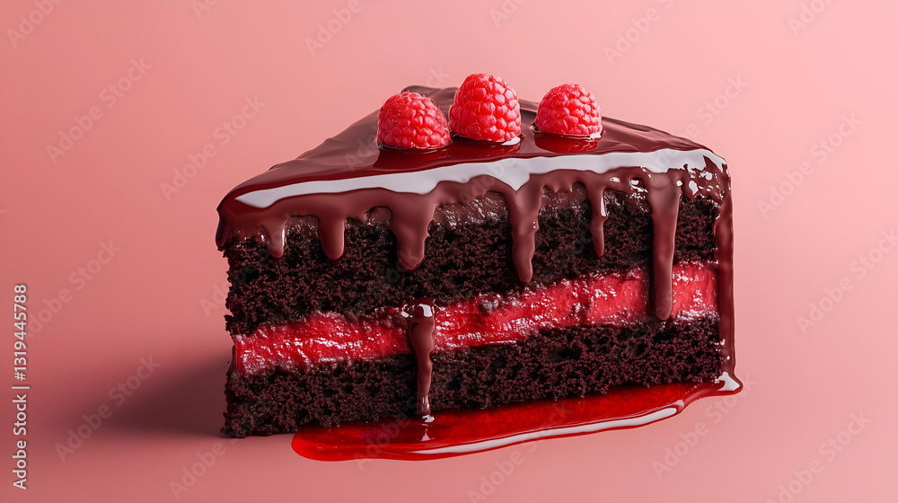 Chocolate raspberry cake with glaze