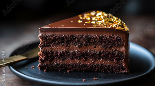 Chocolate cake with gold flakes