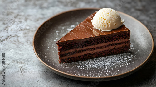 Obraz na płótnie Chocolate cake with ice cream w salonie