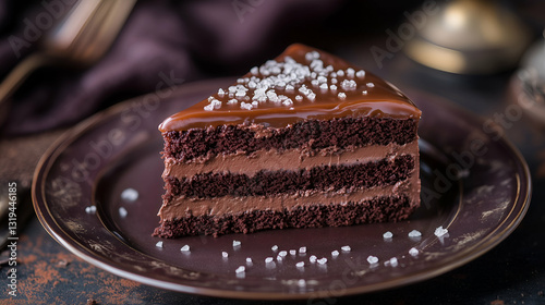 Obraz na płótnie Chocolate cake with salted caramel w salonie