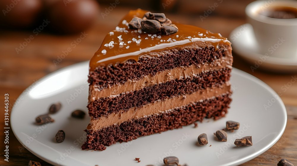 Chocolate caramel cake with sea salt