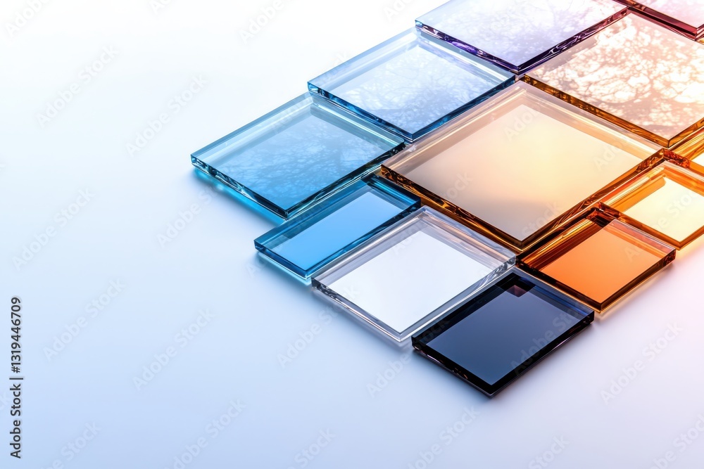 Dynamic composition of glass elements displayed creatively on a clean background highlighting color and size variation for design inspiration Dynamic composition of glass elements displayed creatively on a clean background highlighting color and size variation for design inspiration