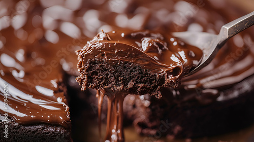 Obraz na płótnie Gooey chocolate cake slice w salonie