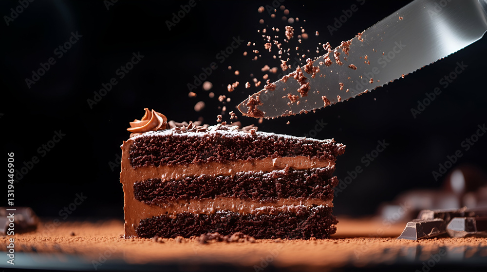 Chocolate layer cake with cocoa dust
