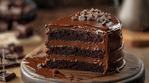 Obraz na płótnie Chocolate ganache layer cake w salonie