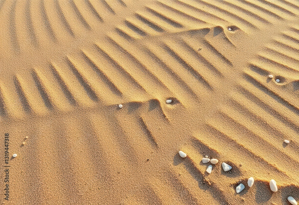Intricate patterns of sand ripples and small pebbles on a beach, close-up view, grain, stones Intricate patterns of sand ripples and small pebbles on a beach, close-up view, grain, stones