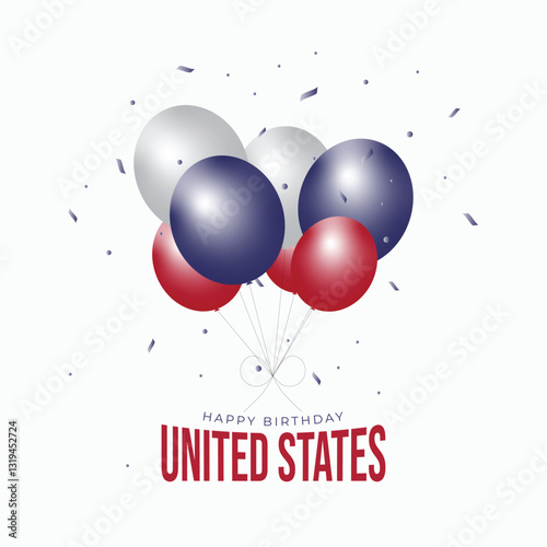 Happy Birthday United States - Red, White, and Blue Balloons Celebration Design