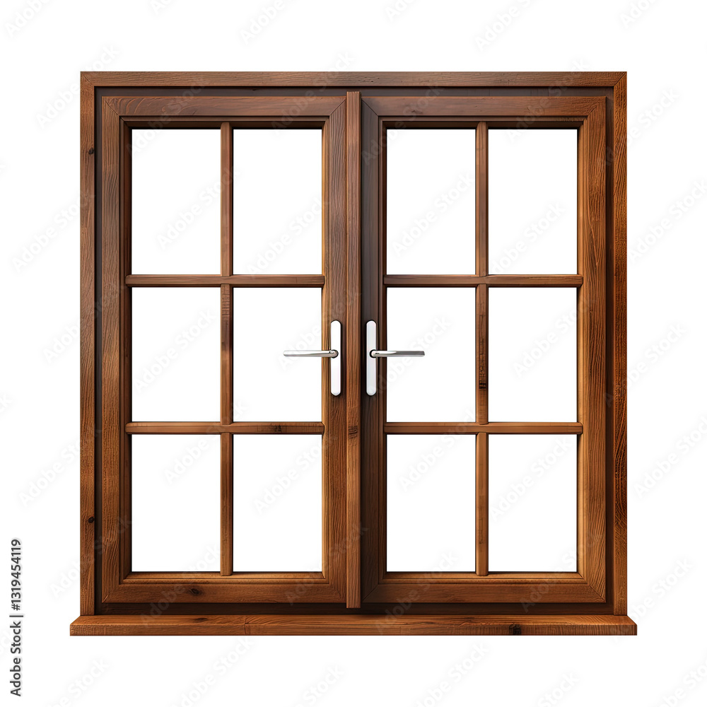 wooden window isolated on transparent background, clipping path, PNG wooden window isolated on transparent background, clipping path, PNG