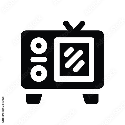 television glyph icon. Strong and solid vector icon for websites, mobile interfaces, presentations, and visual branding. High quality and easy to edit.