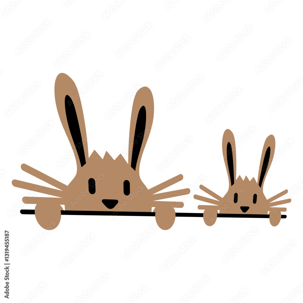 Obraz premium 4 Rabbits Family Children Parents Four Siblings Design Lover Art Vector Illustration Card T-Shirt Poster Sticker Graphic Print Decorative Drawing Isolated Logo Decoration Symbol Creative Cool Style 