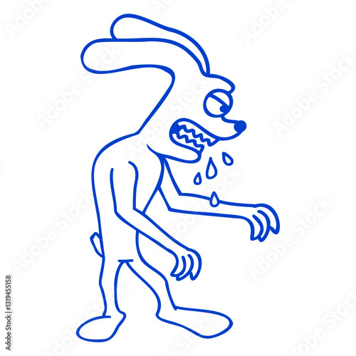 Bunny Monster Evil Voracious Halloween Drool Spit Design Lover Art Vector Illustration Card T-Shirt Poster Sticker Graphic Print Decorative Drawing Isolated Logo Decoration Symbol Creative Cool Style
