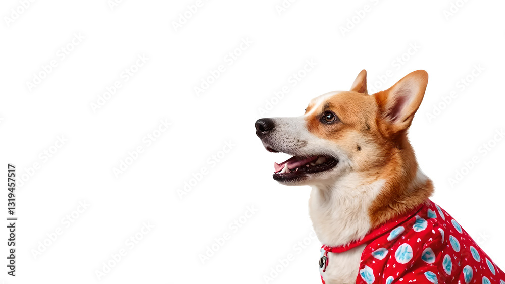 Corgi wearing a festive red outfit isolated on transparent background Corgi wearing a festive red outfit isolated on transparent background