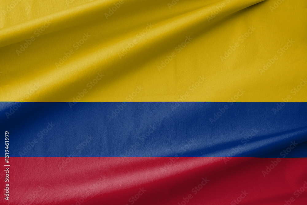 Fototapeta premium Colombia National Flag Waving in the Wind