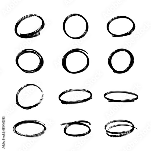 Hand Drawn Marker Circle Doodles Vector Illustration