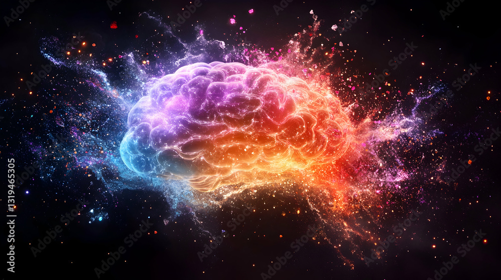 Fototapeta premium Abstract brain bursting with vibrant energy