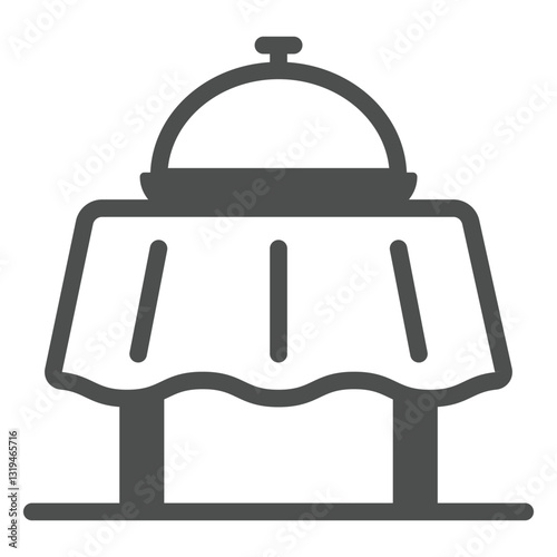 Food tray with lid on table solid icon, serving products service concept. Vector graphics. Restaurant, hotel dish sign on white background, glyph style icon for mobile or web design.