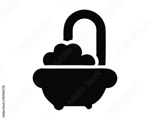 Luxury Spa Bathtub Icon, Relaxation & Wellness Vector Illustration