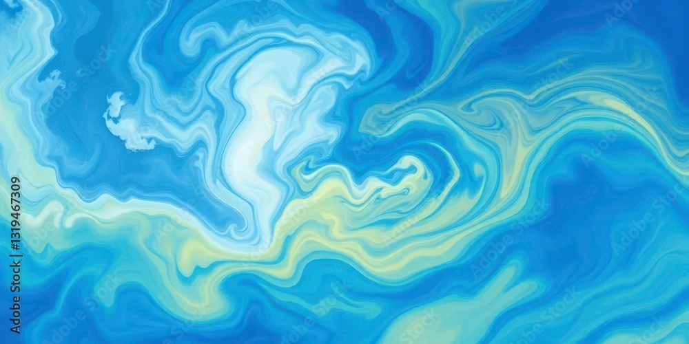 Swirling blue, white, yellow, and green clouds; abstract, tranquil, dynamic movement, sky, ethereal Swirling blue, white, yellow, and green clouds; abstract, tranquil, dynamic movement, sky, ethereal