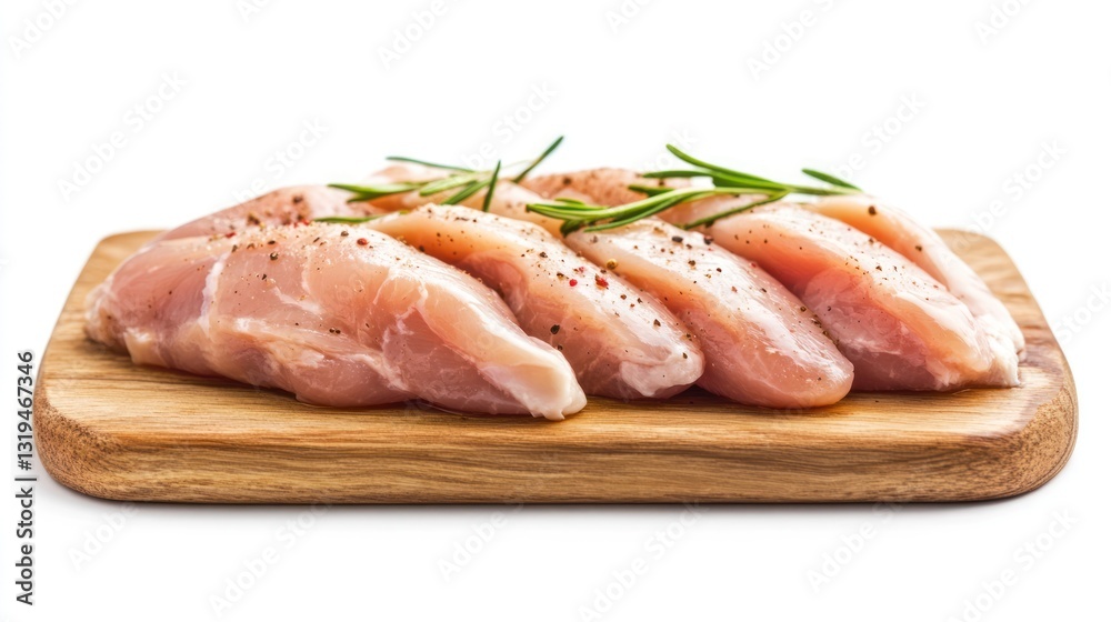 Fresh chicken breast fillets on wooden cutting board Fresh chicken breast fillets on wooden cutting board