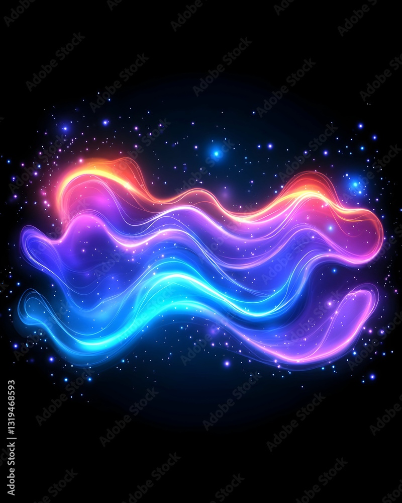 Obraz premium Abstract neon wavy glow design
