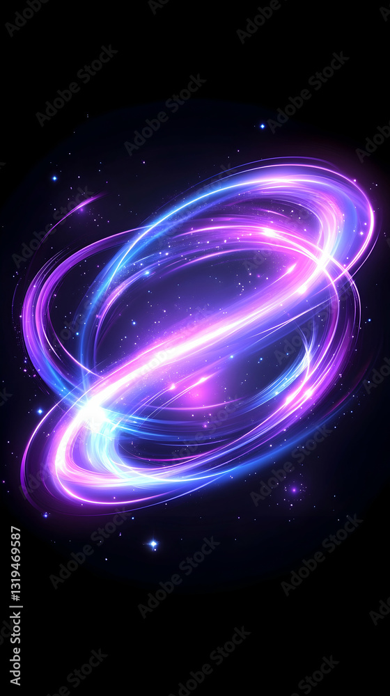 Obraz premium Abstract swirling light patterns in vibrant purple and blue