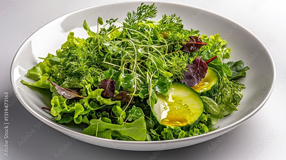 Fresh salad bowl featuring a variety of greens kitchen table food photography natural lighting close-up view Fresh salad bowl featuring a variety of greens kitchen table food photography natural lighting close-up view