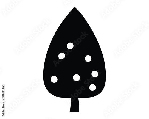 Mushroom Silhouette Icon,Black Fungi Vector for Nature, Food, and Fantasy Designs