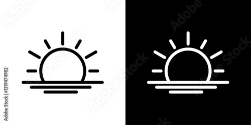 Sunrise icons in black and white colors