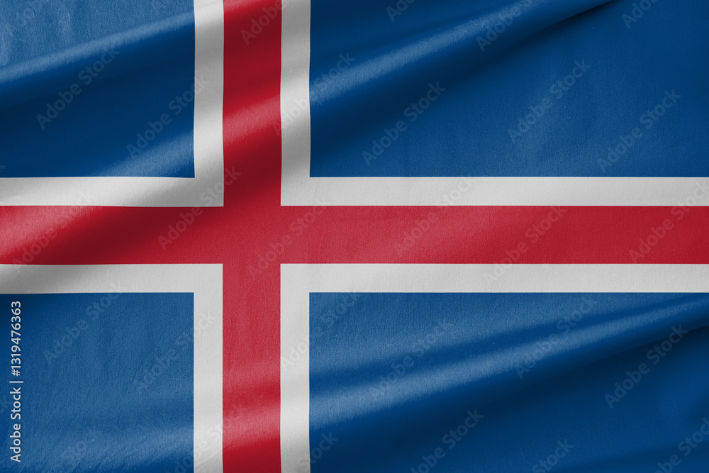 Obraz premium Iceland National Flag Waving in the Wind