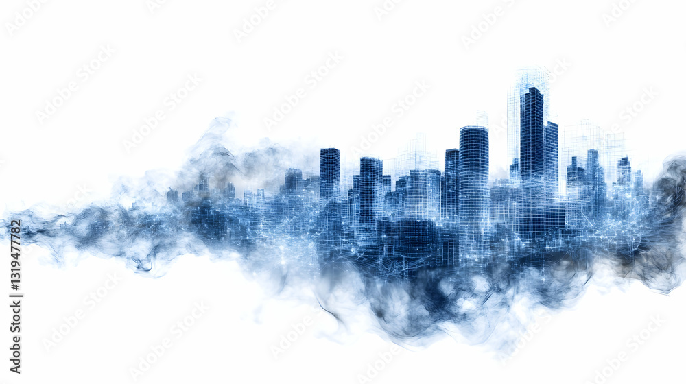 Obraz premium City skyline shrouded in ethereal mist