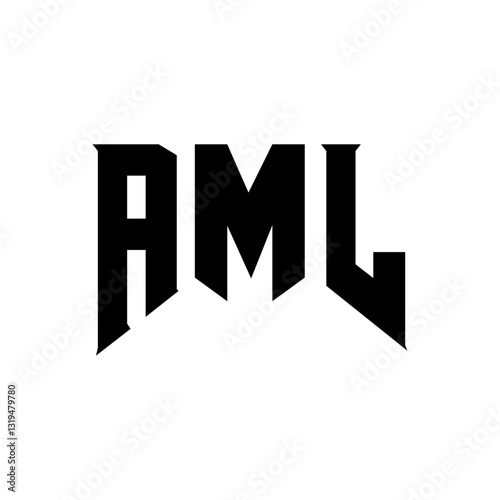 AML letter logo design for technology company. AML logo design black and white color combination. AML logo, AML vector, AML design, AML icon, AML alphabet. AML typography logo design.