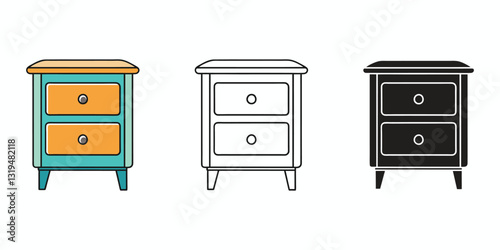 A set of nightstand vector illustration