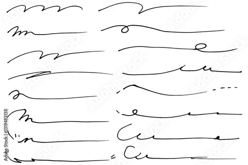 手描きの文字の下の線　アンダーラインセット　ベクター