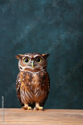 Wise owl gives motivational speech to young animals at a business workshop promoting ambition and success