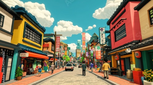 Vibrant city life bustling street scene in an asian city gigapixel quality urban environment daytime view