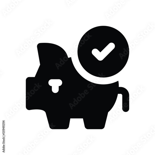 piggy bank glyph icon. Strong and solid vector icon for websites, mobile interfaces, presentations, and visual branding. High quality and easy to edit.